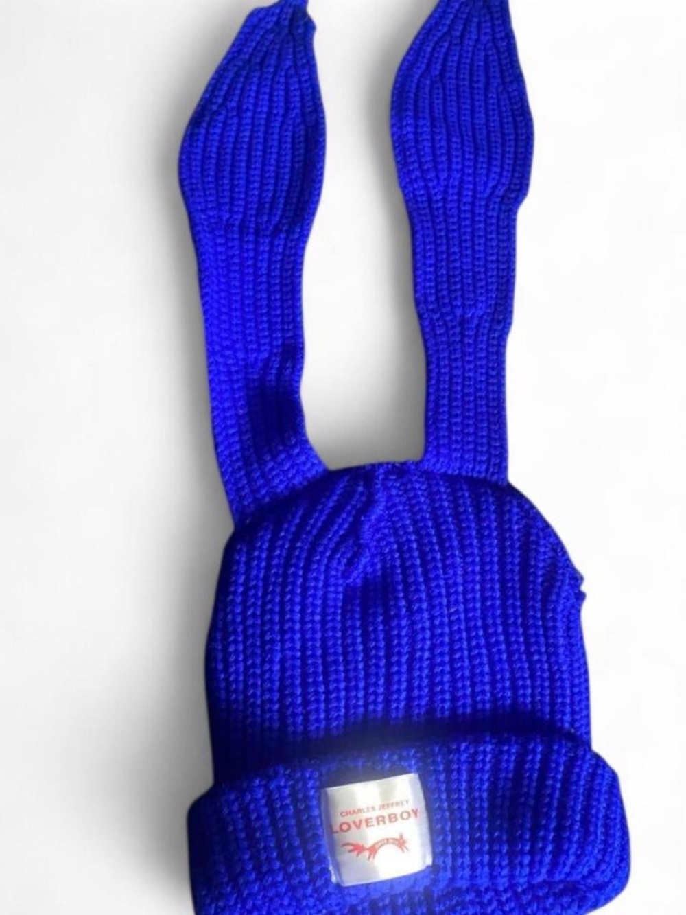 Charles Jeffrey Bunny-Ear Knit Beanie Hat in Royal Blue -